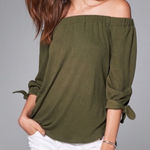 Abercrombie & Fitch Olive Green Off The Shoulder Casual Blouse. Size Small Photo 0