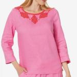 Lilly Pulitzer NWT  Elyn Beaded 3/4 Sleeve Linen Top Women's 00 Photo 1