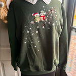 Vintage Top Stitch winter holiday owls sweatshirt, size large Green Photo 0