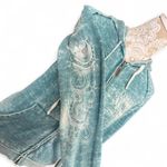 Cowgirl Tuff Acid Washed Bedazzled Zip Up Teal Sleeve Hit Back Hit Hood Hit Size M Photo 4