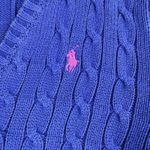 Ralph Lauren Vintage Y2K  Sport Blue Cable Knit V-Neck Sweater XL Classic Cotton Photo 2