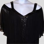 Established 1962 black evening dress with sheer cold shoulder design. Sparkle Black Size undefined Photo 1