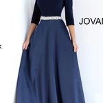 Jovani  Blue Bateau Slit Gown for Prom Photo 5