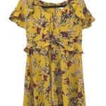 Xhilaration Women's Marigold Floral Short Dress Yellow L Photo 0