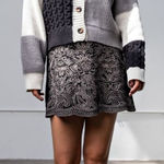 easel  black embroidery‎ detail faux smooth suede scallop hem mini skirt Photo 0