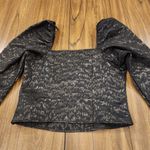 H&M  Black Leopard Print Jacquard Puff Sleeve Printed Metallic Long sleeve top M Photo 4