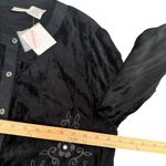 White Stag White‎ Stag Black Velvet Embroidered Button Down Top Size M 8/10 Whimsigoth NEW Photo 10
