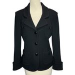 St. John Caviar Santana Knit Blazer Jacket Women 6 Black Button Pockets Old Money Photo 1