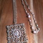 Artistic Pink Crystal and Pink Bead Rose Gold Tone Pendant Necklace Photo 12