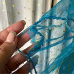 Unbranded Silky Sheer Bright Watercolor Ombre Beaded Trim Blue Pink Scarf Shawl Photo 4