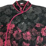 Vintage Velvet Burnout Asian Style Midi Dress WhimsiGoth Y2K Size Small Black Photo 2