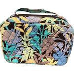 Vera Bradley  Camo Floral Brush Blush Cosmetic Makeup Bag Blue Handle Zipper READ Photo 0