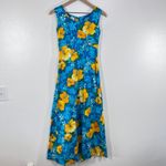 Vtg. Royal Hawaiian Hibiscus‎ Maxi Dress Sz 6 Blue Yellow Floral Made in Hawaii Photo 1