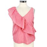 Vineyard Vines Seersucker Ruffle Striped Sleeveless Top Pink White Size 2 Photo 9