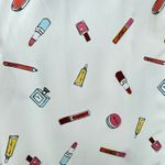 The Moon NEW Collection Makeup Print Tie Neck Blouse Top White Lightweight XL Photo 1