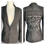 BCBGMAXAZRIA  Keanu Black Lace Sleeve Sheer Back Tailored Blazer Jacket XXS Photo 2