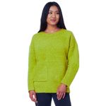 Line and Dot Green Thick Winter Pullover Sweater MEDIUM Photo 2