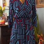 Everly Blue & Fuchsia Graphic Block Print Roll Up Sleeve Pull On Mini Dress Photo 0