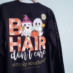 Simply Southern  Boo Hair Don't Care Black Long Sleeve Tee Photo 1