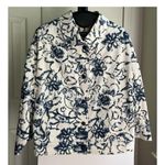 Bugatti Boho Chic Italian Crop Denim Bomber Jacket Navy Pockets Cotton, Size M White Size M Photo 0