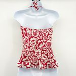 Nanette Lepore  Womens Y2K Tropical Floral Silk Halter Smocked Bustier Top Size 2 Photo 5