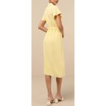 Lulus NWT Medium Italian Summer Light Yellow Linen Button-Up Short Sleeve Dress Photo 1