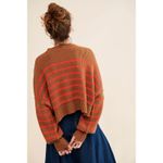 Free People Easy Street Brown and Red Striped Cropped Rib Knit Sweater size XS Photo 11
