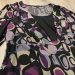 Briggs New York Purple & Black Geometric Top | Shirt | Blouse | Business Casual Photo 3