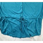 Ralph Lauren Lauren  Cotton Tunic Top‎ Size Lg Teal Long Sleeve Drawstring Waist Photo 3