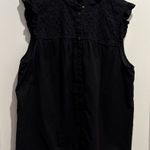 Ann Taylor  Factory Black Lace Cap Sleeve Blouse Photo 0