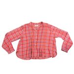 Natural Life  Montana Pink Plaid Metallic Gold Thread Button Top Pintuck Small Photo 6
