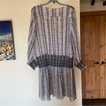 Club Monaco  Black and White Striped Semi Sheer Silk Flowy Coverup Mini Dress 12 Photo 9
