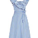 Polo Ralph Lauren Striped Ruffled Cotton Wrap Dress Size us 4 Photo 0