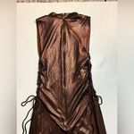 Revolve NWT Superdown Theresa Lace-Up Dress Bronze Metallic, size XS Photo 4