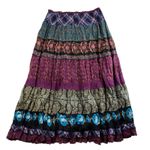 Dress Barn Vtg Y2K Sz 14 / 16 Maxi Skirt Tiered Gauze Boho Cottagecore Floral Prairie Gypsy Photo 0