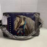 Concealed Carry Western Horse Embroidered Satchel Purple 13X4.5X8.5 Tassel New Photo 10
