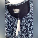Anthropologie NWT  SHORT SLEEVE KEYHOLE SWING TUNIC MINI DRESS BLUE FLORAL XS P Photo 4
