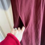 Alfani  Burgundy V-Neck Short Sleeve Midi Linen Blend Dress with Pockets Size L Photo 3