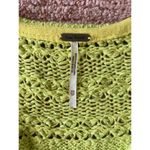 Free People Neon Green Open Knit Sweater XS Long Sleeve V Neck Cotton Blend Photo 1