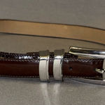 Brighton  women’s belt brown leather with silver accents size 30 feminine Photo 0