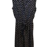 Fossil Sleeve Navy Abstract Polka Dot Midi Tie Waist Size Small Shirt Dress Work Photo 0
