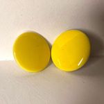 Vintage Womens Circle Stud Fashion Earrings 70s 80s Metal Yellow Photo 3