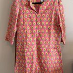 CJ Laing. NWOT Pink, Yellow & Green Floral Block Print Linen Long Sleeve Dress Photo 0