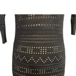 Catherine Malandrino  Black Crochet Mini Dress XS Long Sleeve Knit w/ Nude Slip Photo 3