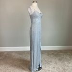 AQUA Sparkly Chiffon Long A-Line Evening Gown Silver Size 8 Formal Dress Photo 1