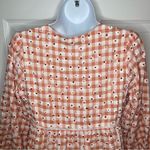 Greylin  Dorothy Eyelet Daisy Tie Front Gingham Dress Tiered Peach White S NWT Photo 7