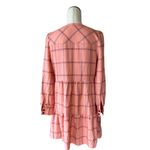 Loft NWOT Women   Plaid Tiered Shirtdress Peach Color Small Photo 8