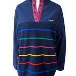 Land’s End Heritage Fleece Navy Blue Rainbow Stripe Quarter Snap Sweatshirt M Size M Photo 0