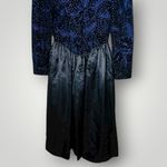 Gunne Sax VTG  Jessica McClintock Blue Velvet Black Taffeta Party Dress‎ Size 8 Photo 9