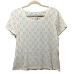 Covington Vintage Y2K White Lace Top L Floral Knit Stretch Short Sleeve Photo 0